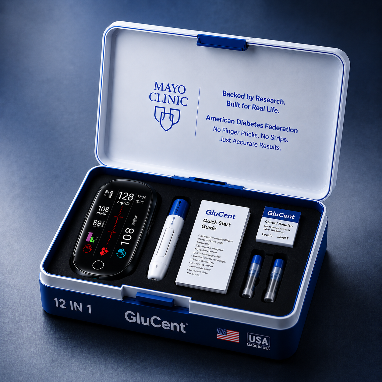 🔥Made In USA🏆GluGent™ Non-Invasive Blood Glucose Meter 99.9% Accuracy （Mayo Clinic Recommended）